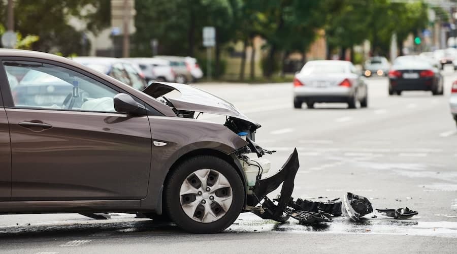 A car parked on the side of a road